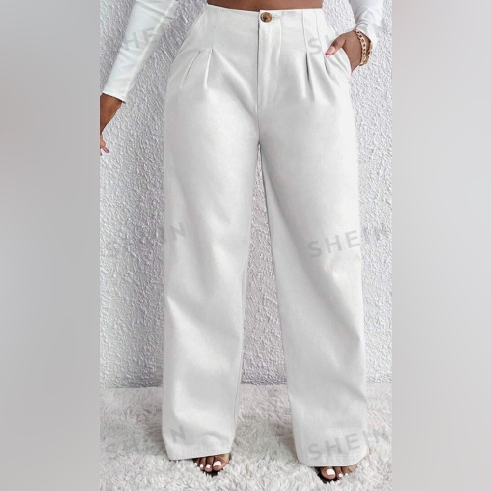 SHEIN White Wide Leg Pants